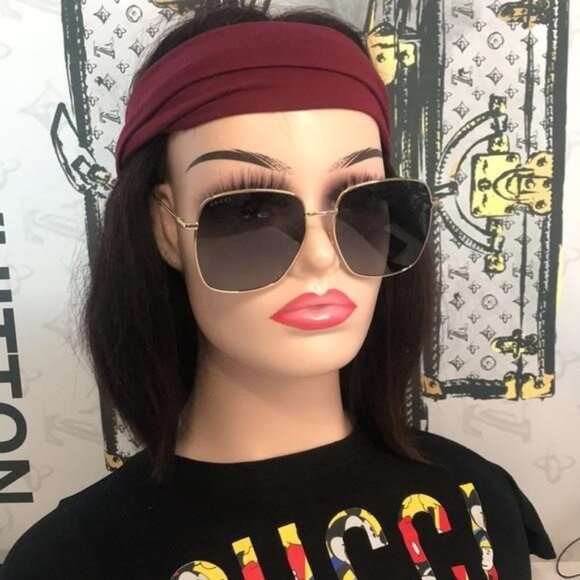 New Authentic Gucci GG1031S 001 Gold Square Sunglasses Grey Gradient Lenses - Picture 1 of 12